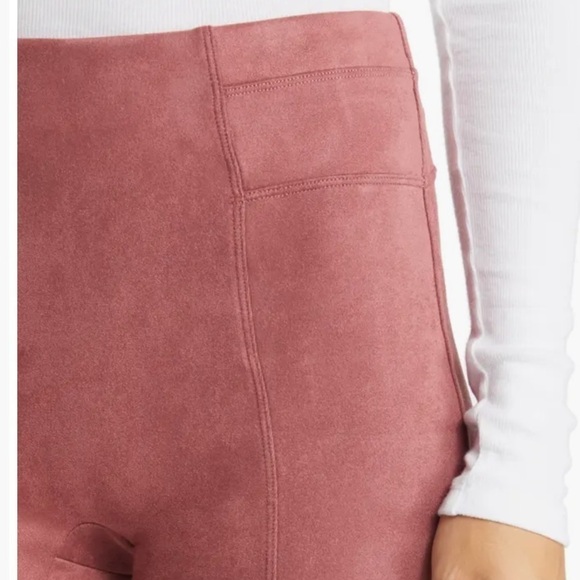 NWT Spanx High Waist Faux Suede Leggings Rich Rose - Picture 3 of 7